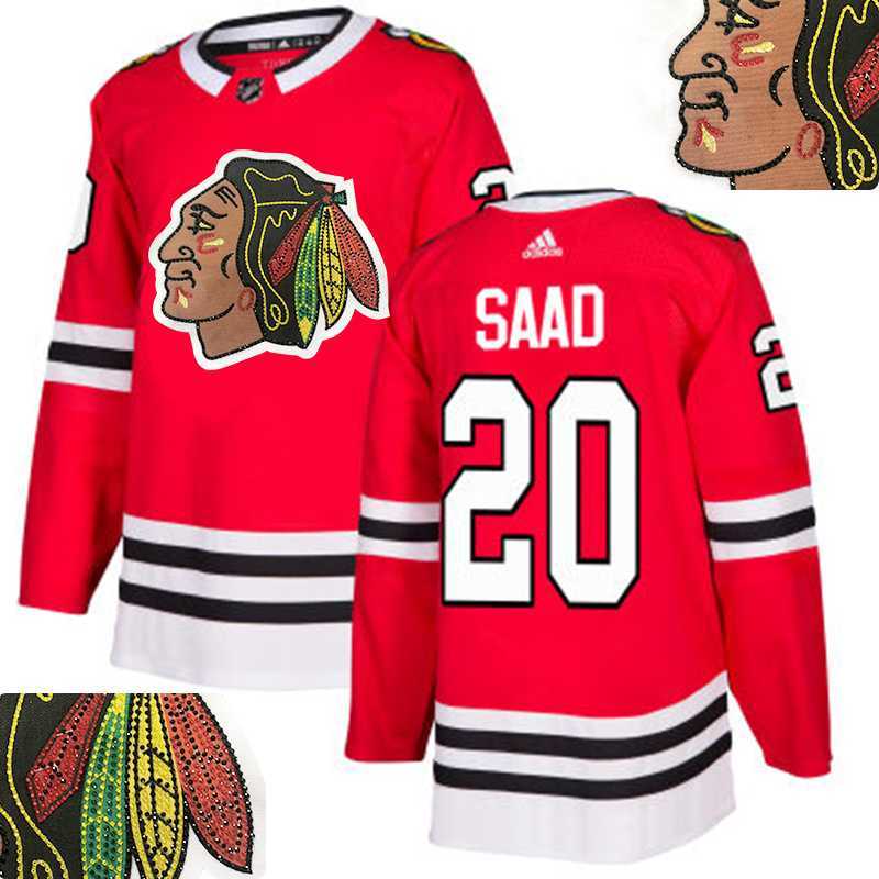 Blackhawks #20 Saad Red With Special Glittery Logo Adidas Jersey